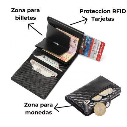 Carbon Wallet - Ultra fina y Anti robo